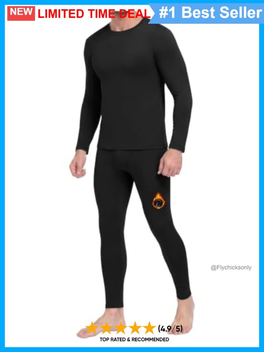 Men's Fleece Lined Thermal Underwear Long Johns Base Layer Set